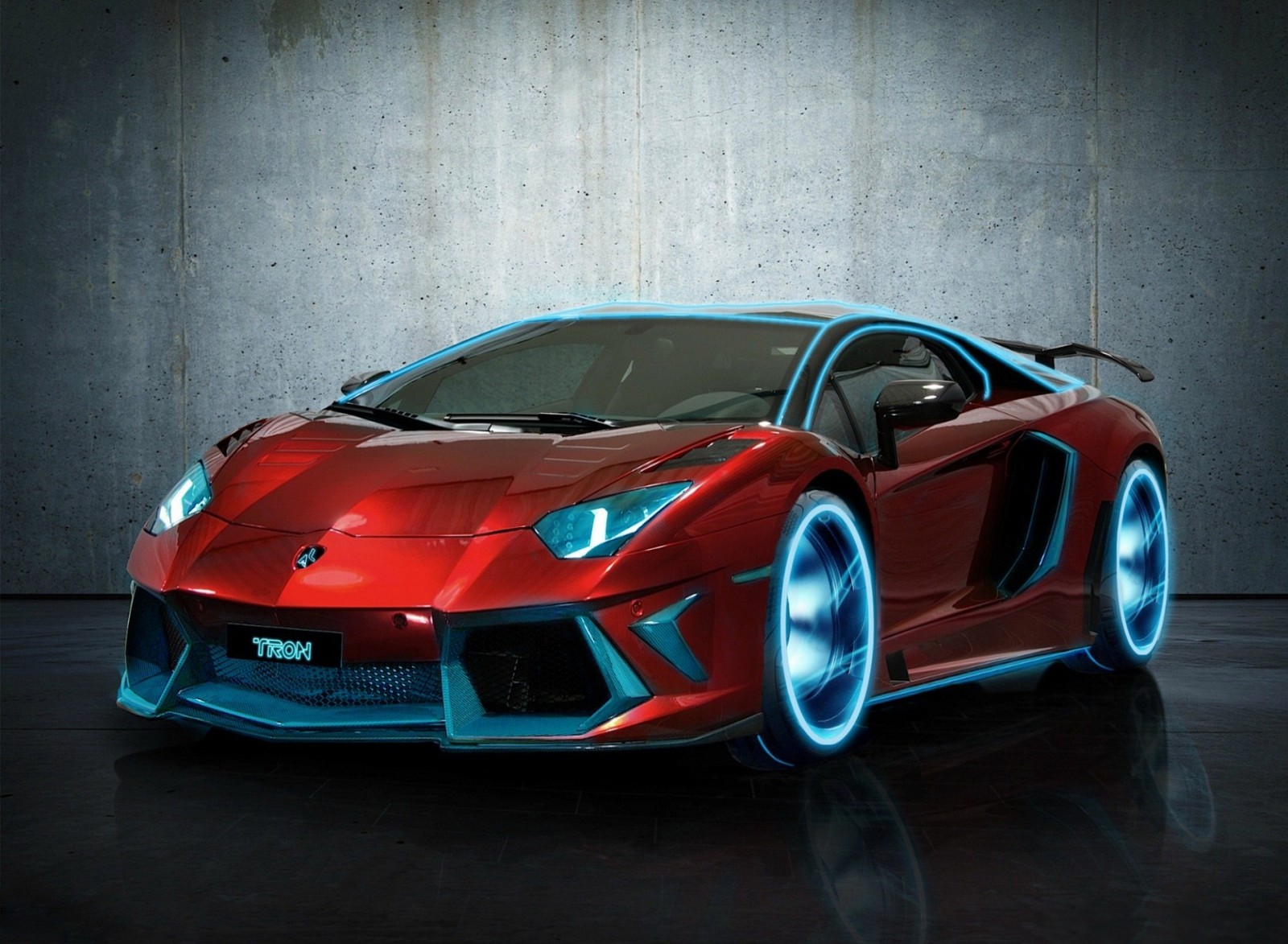 Un gros plan d'une voiture de sport rouge avec des lumières bleues (génial, rapide, lamborghini, rouge, ryu)