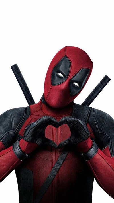 Deadpool Makes a Heart with His Hands - A Playful Marvel Cartoon