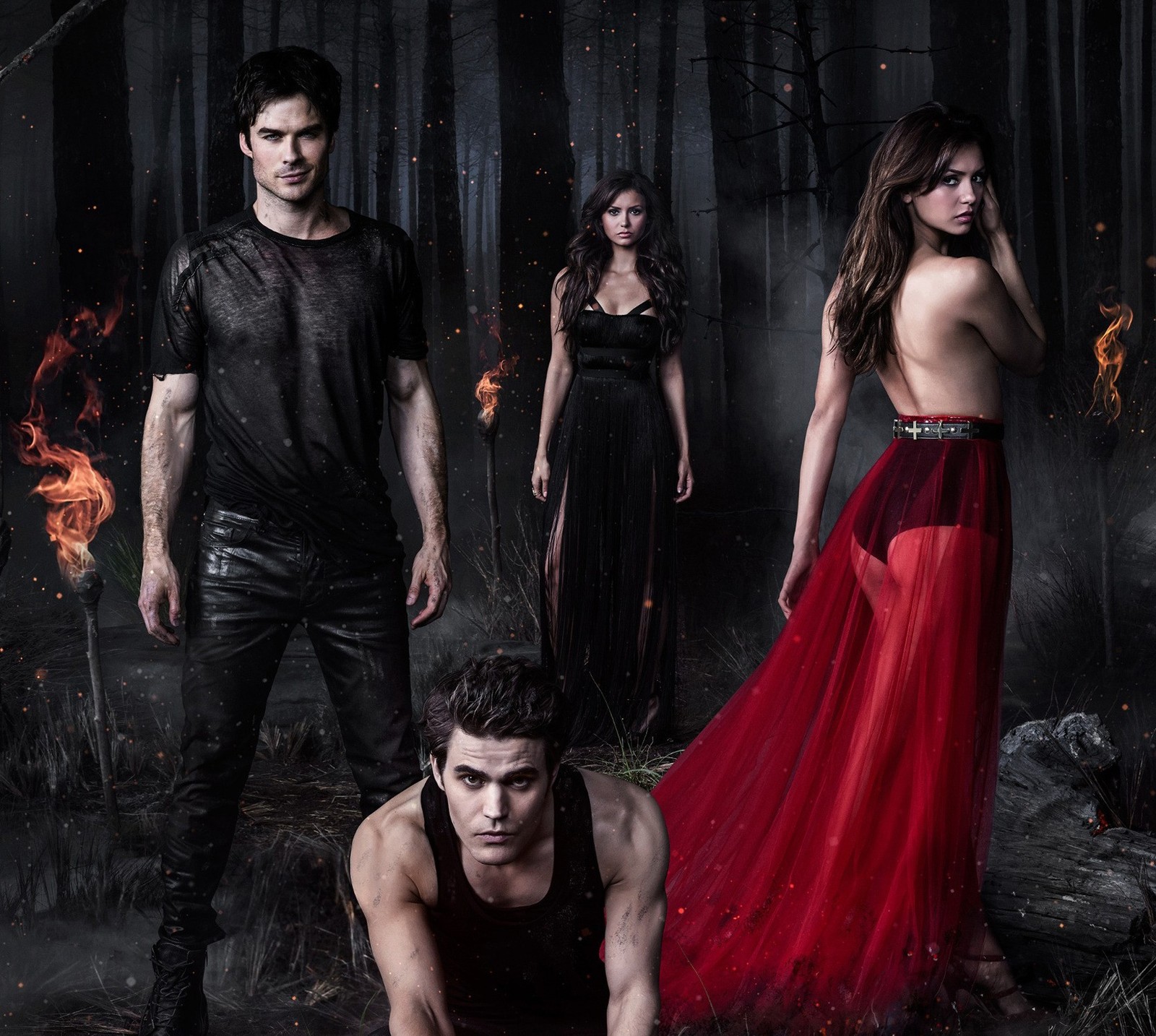 Baixar papel de parede damon, elena, katherine, sezon 5, stefan