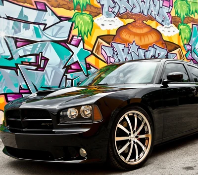 Dodge SRT Charger con fondo de graffiti