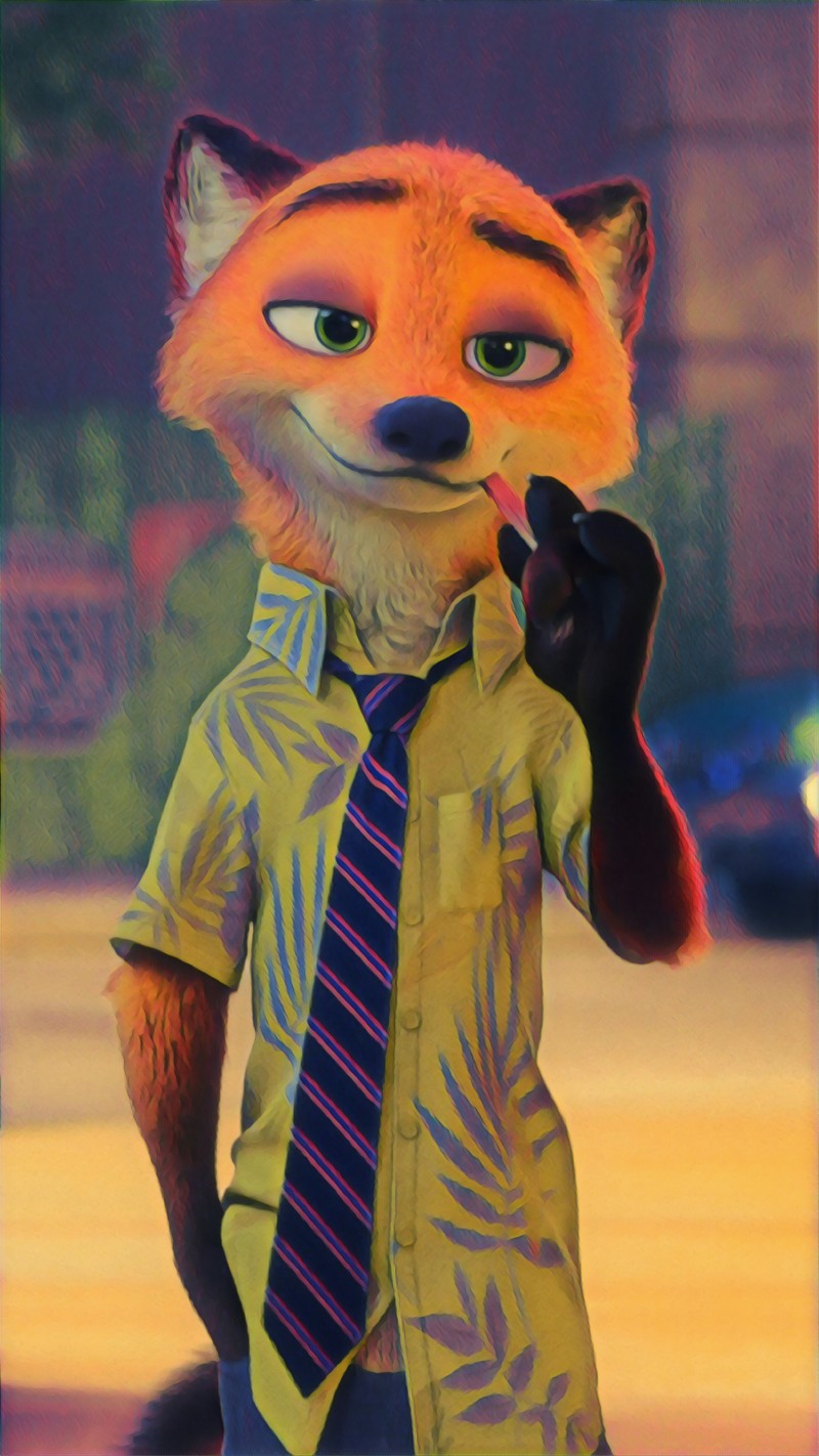 Homme retravaillé en chemise et cravate faisant signe (nick, zootopie, zootopia, wilde, renard)