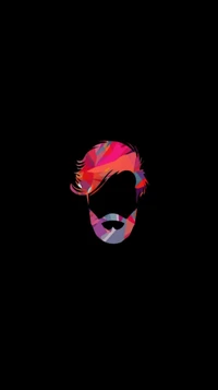 Colorful silhouette of a man with a beard against a black background.