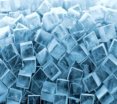 blue, cubes, ice, water, winter