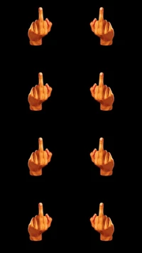 A series of hands giving the middle finger against a black background.