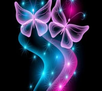 Neon Abstract Butterflies Illuminating a Vibrant Path