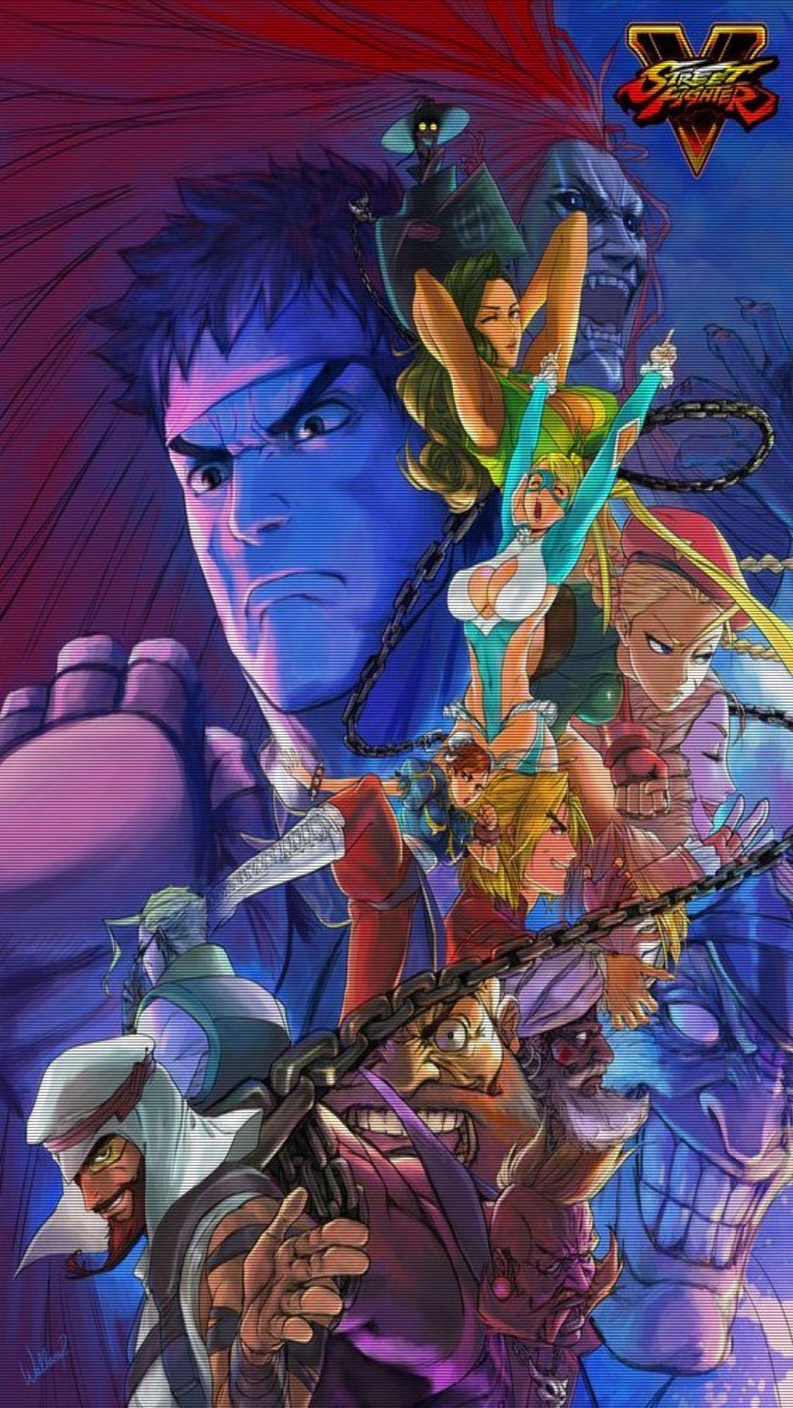 Street fighter v arcade poster (bison, cammy, chun, fighter, laura)