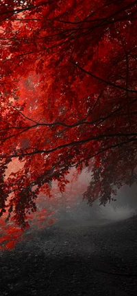 arbre, branche, rouge, eau, nature