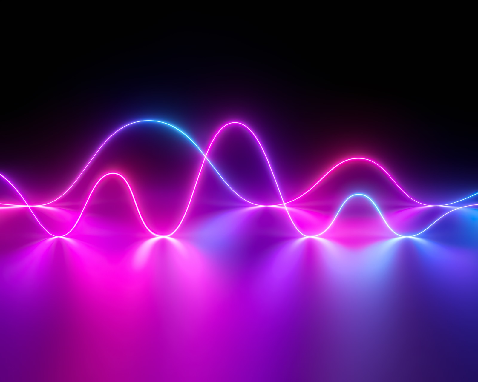 A close up of a neon wave of light on a black background (neon light, waves, huawei mediapad, stock, pink)