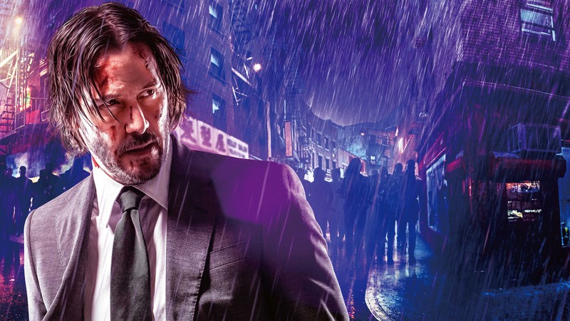 Мужчина в костюме и галстуке стоит под дождем (джон уик 3, john wick 3, фильм, киану ривз, keanu reeves)