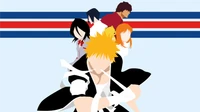 Arte minimalista estilizado de Ichigo y amigos de Bleach