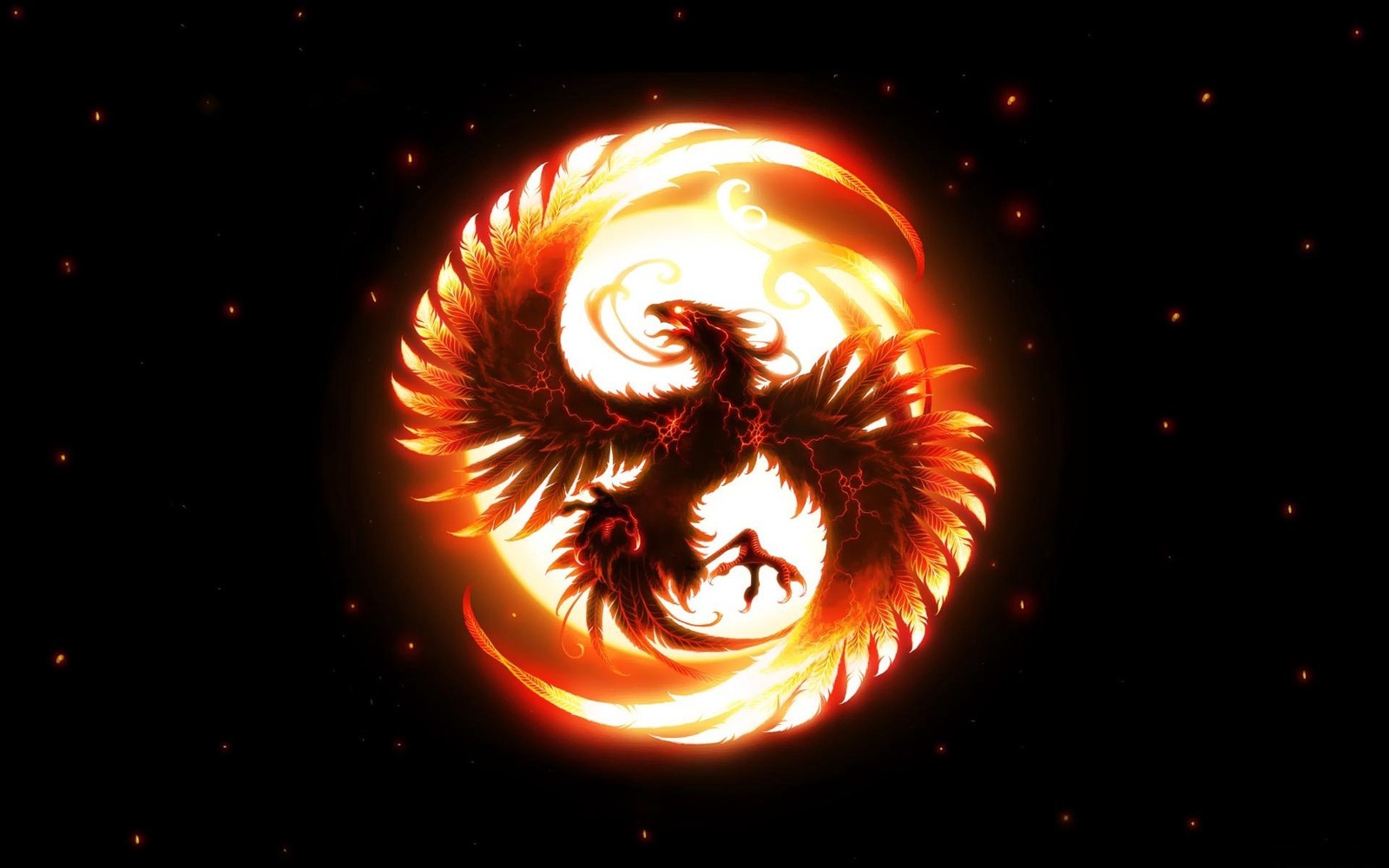 phoenix, heat, graphics, symbol, fractal art Download Wallpaper