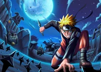 Naruto Uzumaki en action sous une pleine lune