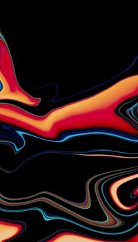 Dynamic Orange and Red Liquid Patterns on Black Background