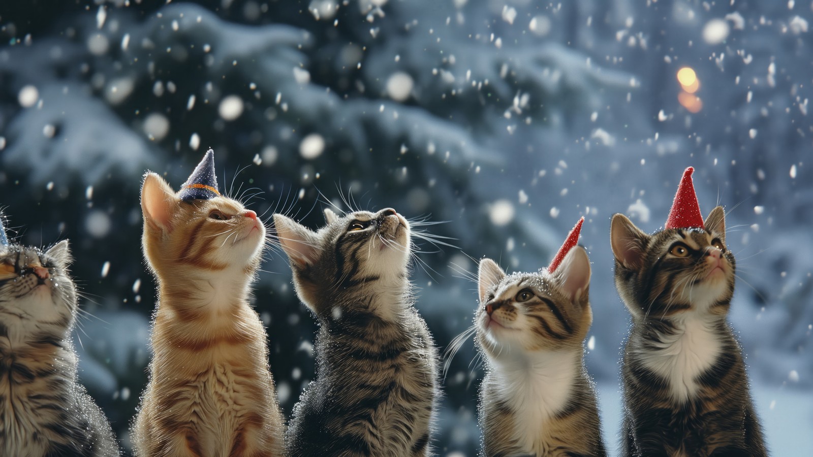 christmas, holiday, snow, kitten, cat wallpaper