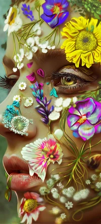 flower, portrait, art, painting, digital art wallpaper