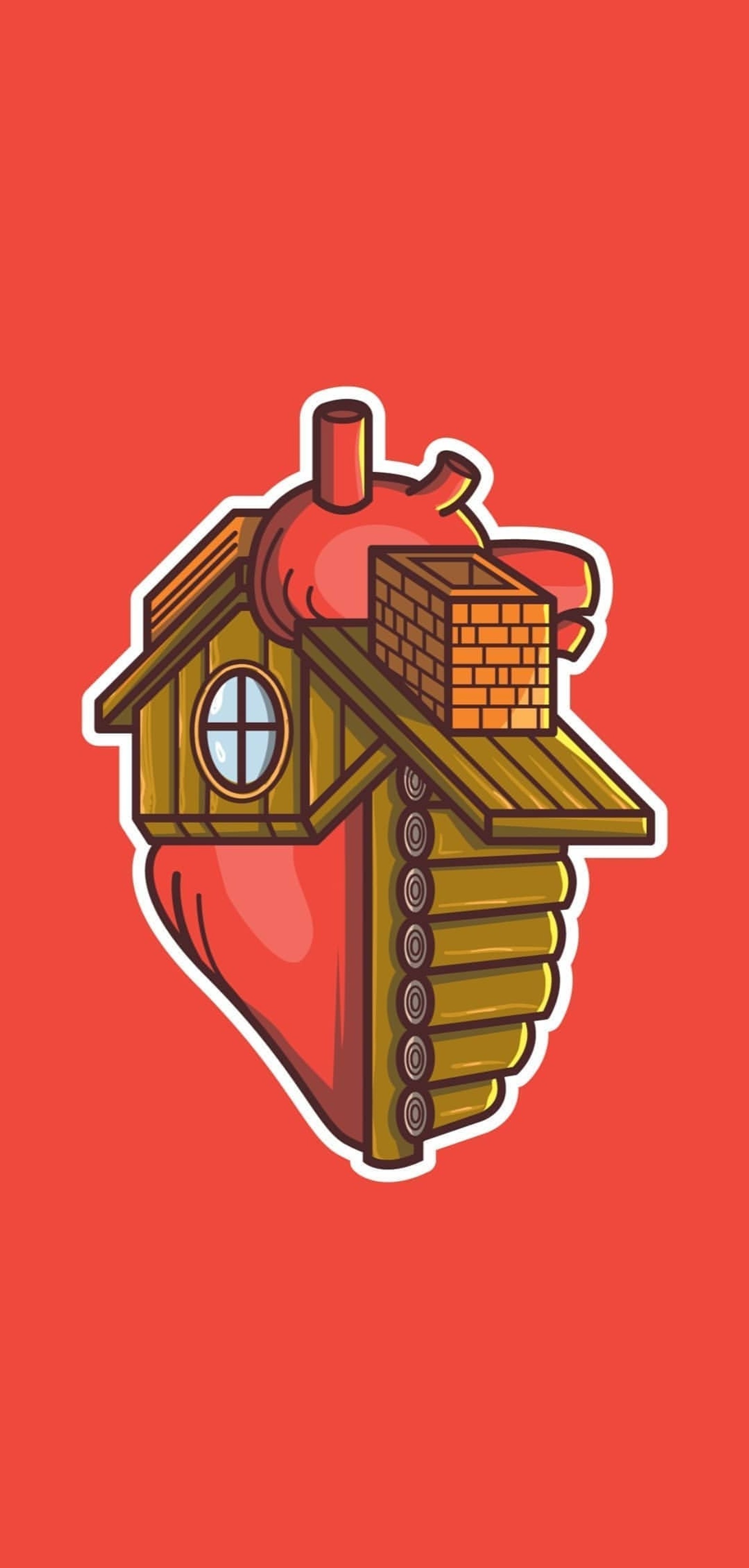 Illustration of a log cabin with a chimney and a chimney (illustration, gesture, art, symbol, emblem)