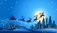 christmas day, santa claus, reindeer, illustration, art wallpaper