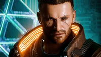 Cyberpunk 2077: V em estética urbana futurista