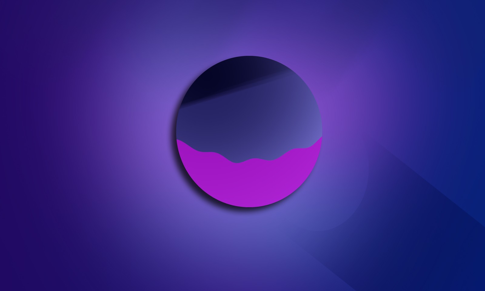 Papier peint violet et bleu avec un miroir rond et une longue ombre (graphiques vectoriels, graphiques, violet, logo, cercle)