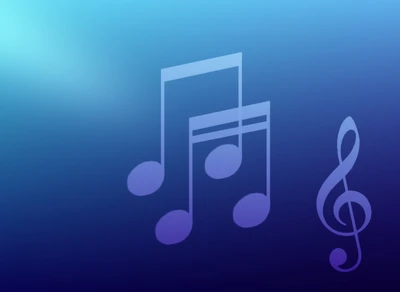 Stylized Music Notes and Treble Clef on Gradient Background