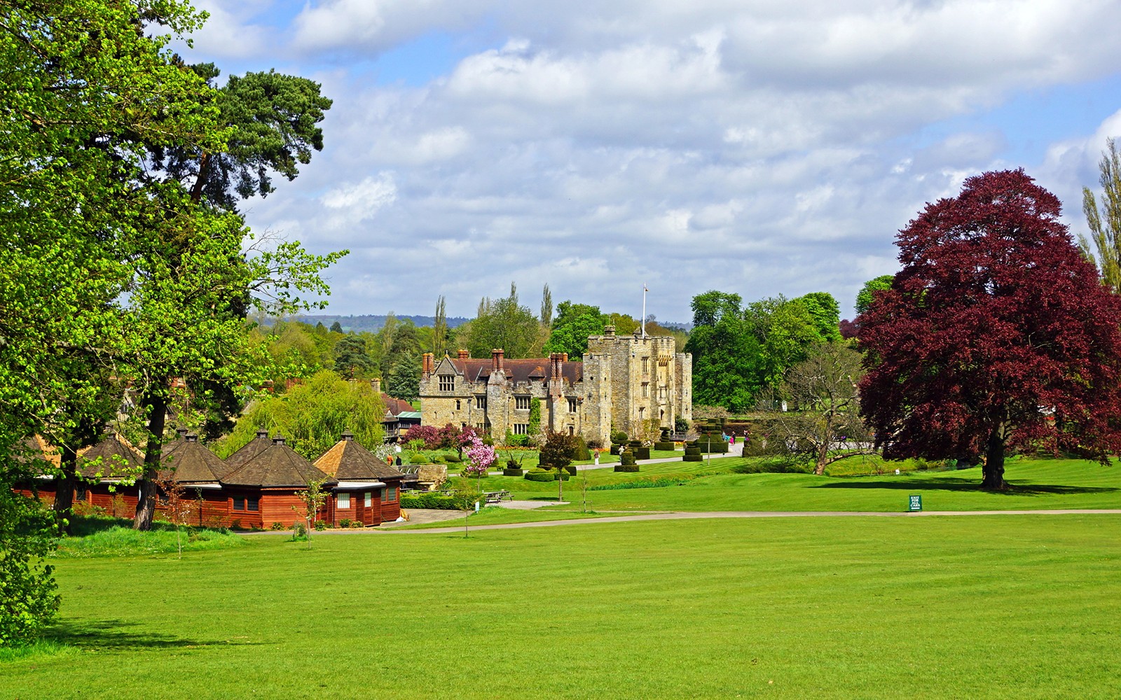 Lade palast, burg, immobilien, gras, baum Hintergrund herunter