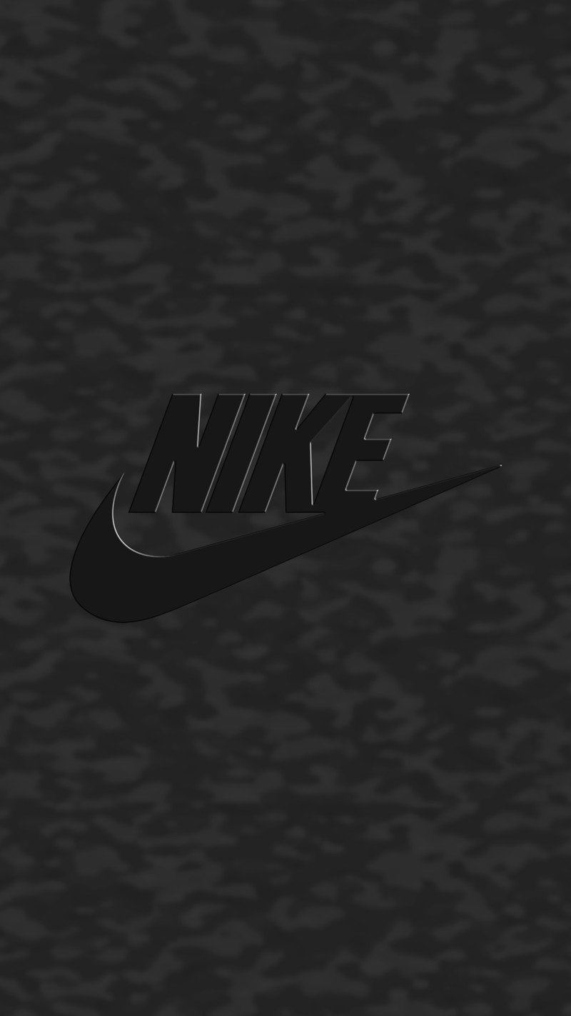 Черно-белый логотип nike на черном фоне (камуфляж, тёмный, дизайнер, серый, гранж)