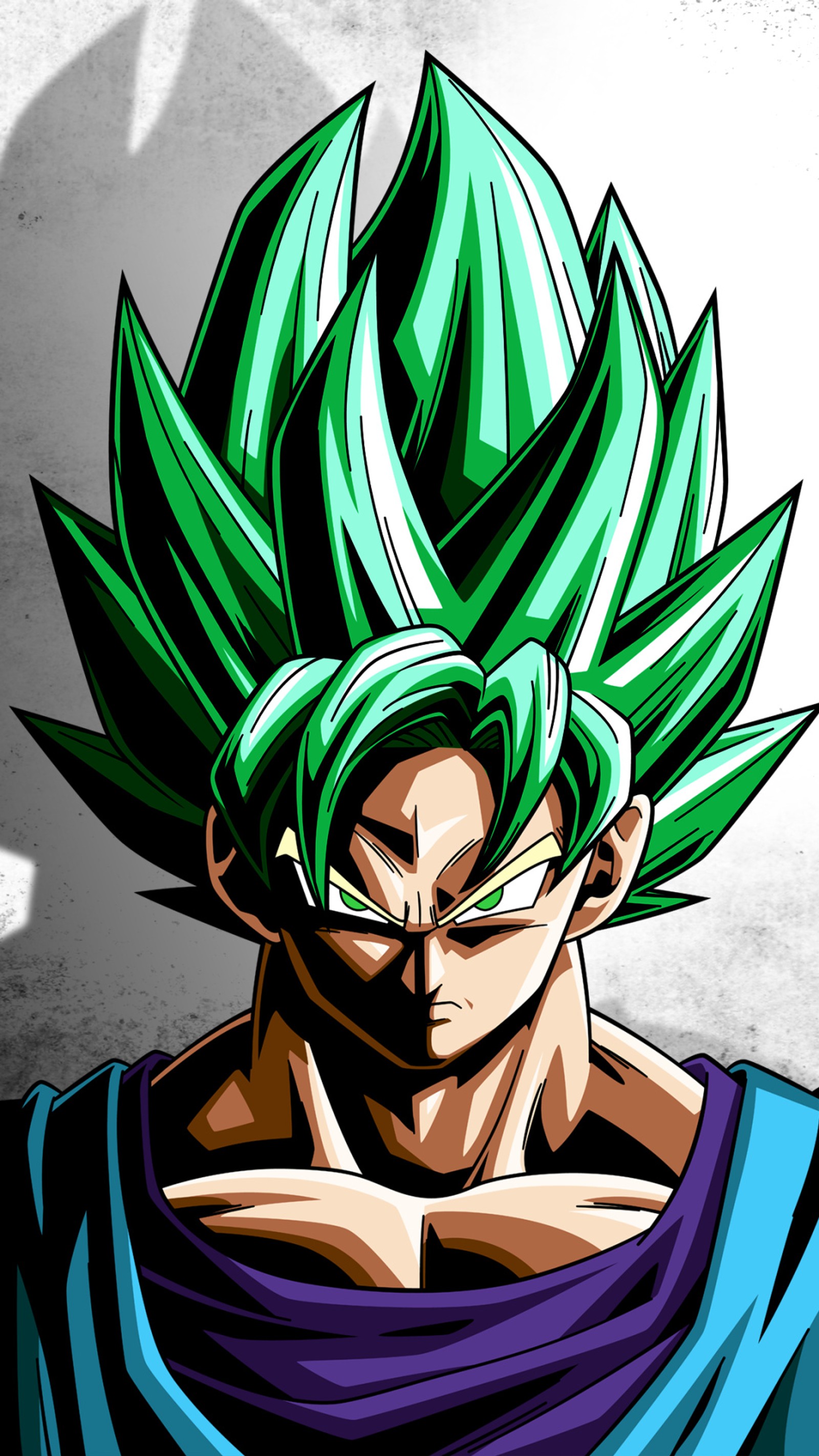 Acercamiento de un joven gohan de dibujos animados con cabello verde (dragon ball z, goku)