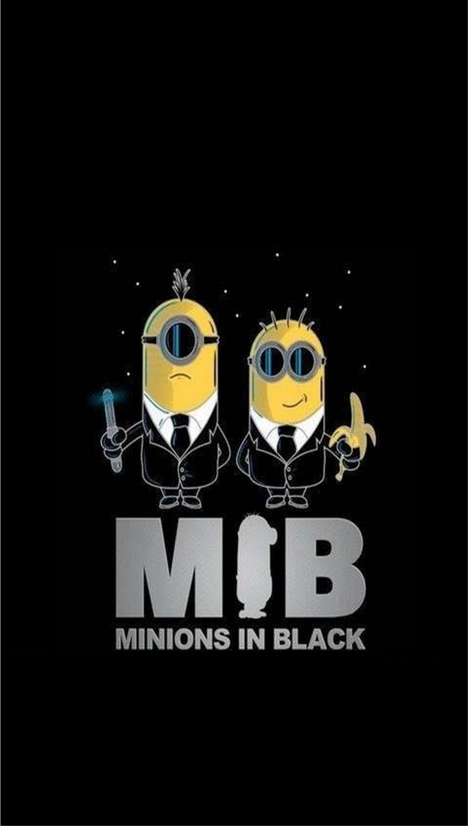 Un couple de minions sur fond noir (hommes en noir, minions, minions in black)