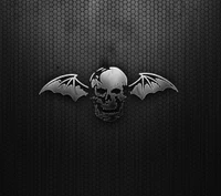 Deathbat-Logo von Avenged Sevenfold auf hexagonalem Hintergrund