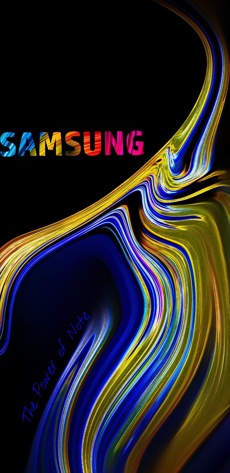 Крупный план телефона samsung с цветным спиральным дизайном (синий, эпичный, галактика, золото, заметка)