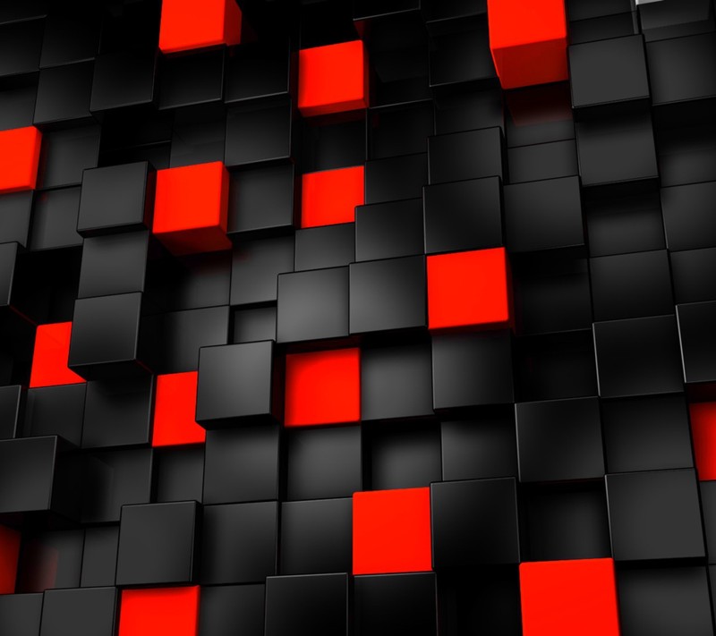 A close up of a bunch of black and red cubes (6r6tr6tu, rerawrw)