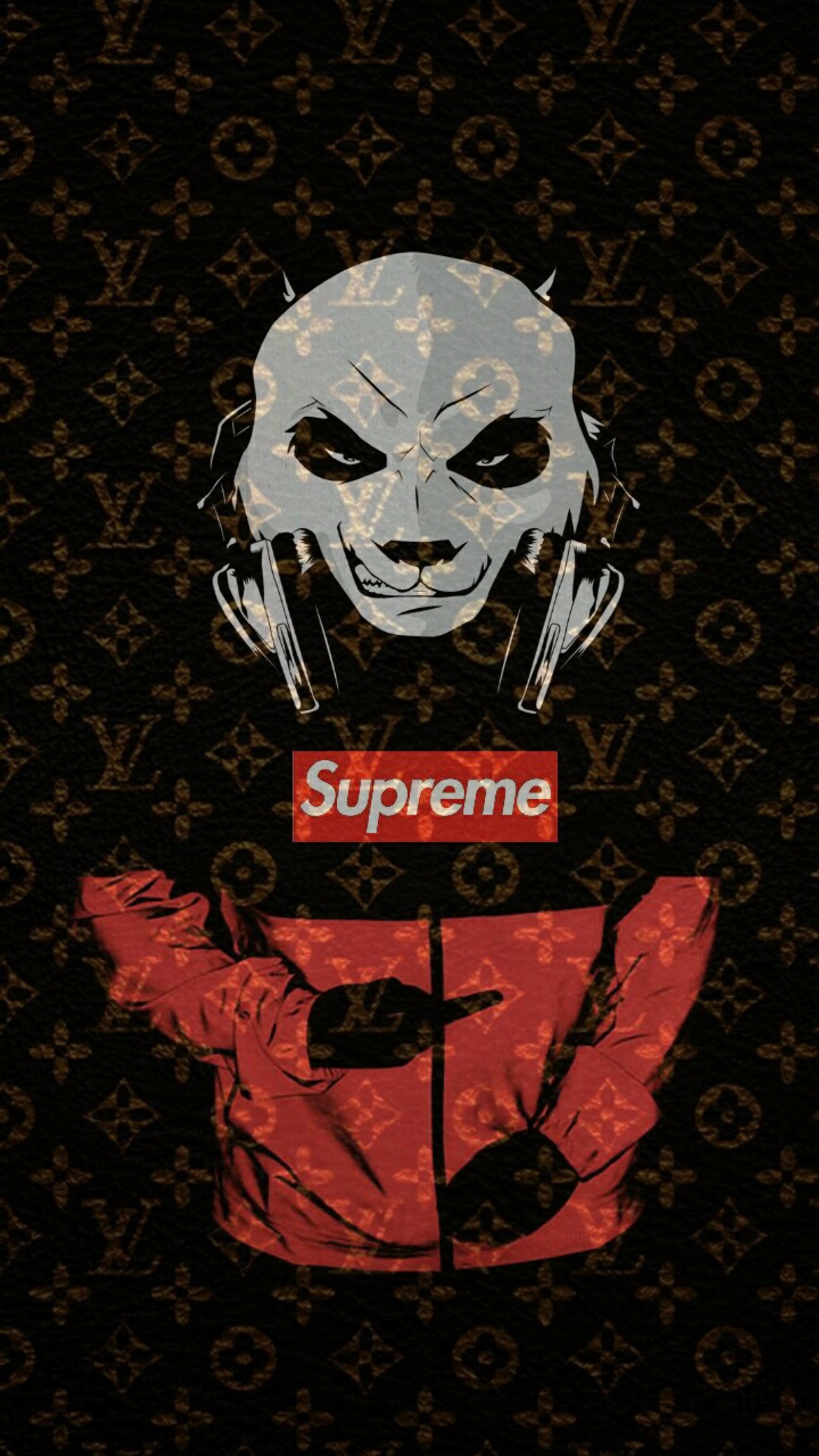 Скачать обои lv, supreme