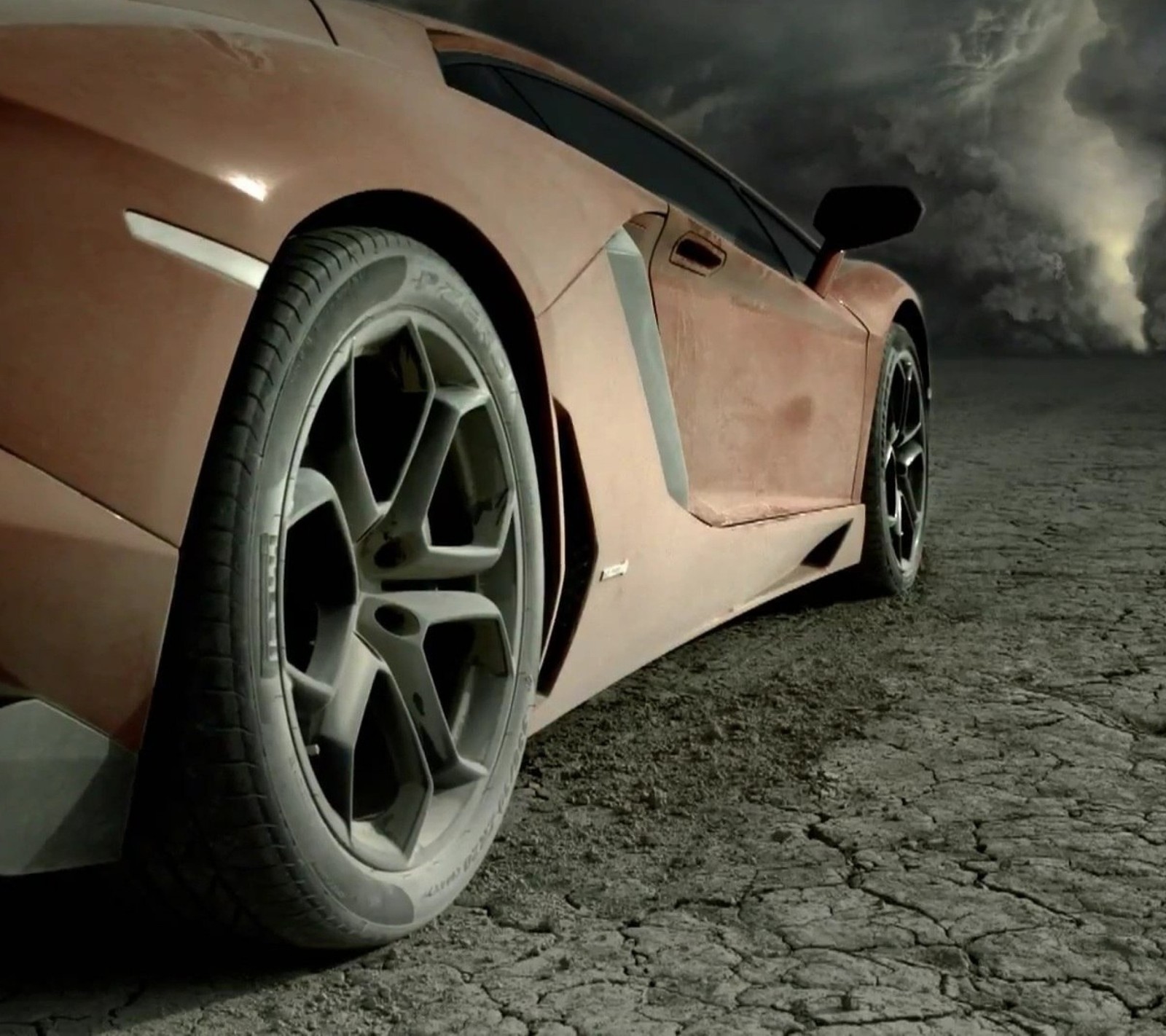 aventador, clouds, dark, muscle car, road Download Wallpaper