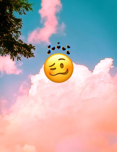 negro, nubes, emoji, destacado, corazones