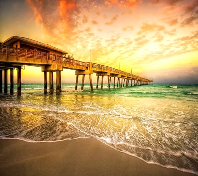 strand, meer, sonnenuntergang, ansicht