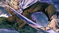 Silvers Rayleigh empuñando su espada en la aventura del anime One Piece