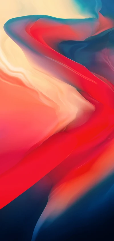 Arte fluida abstrata em tons vibrantes de vermelho e azul - Papel de parede 4K para OnePlus 6