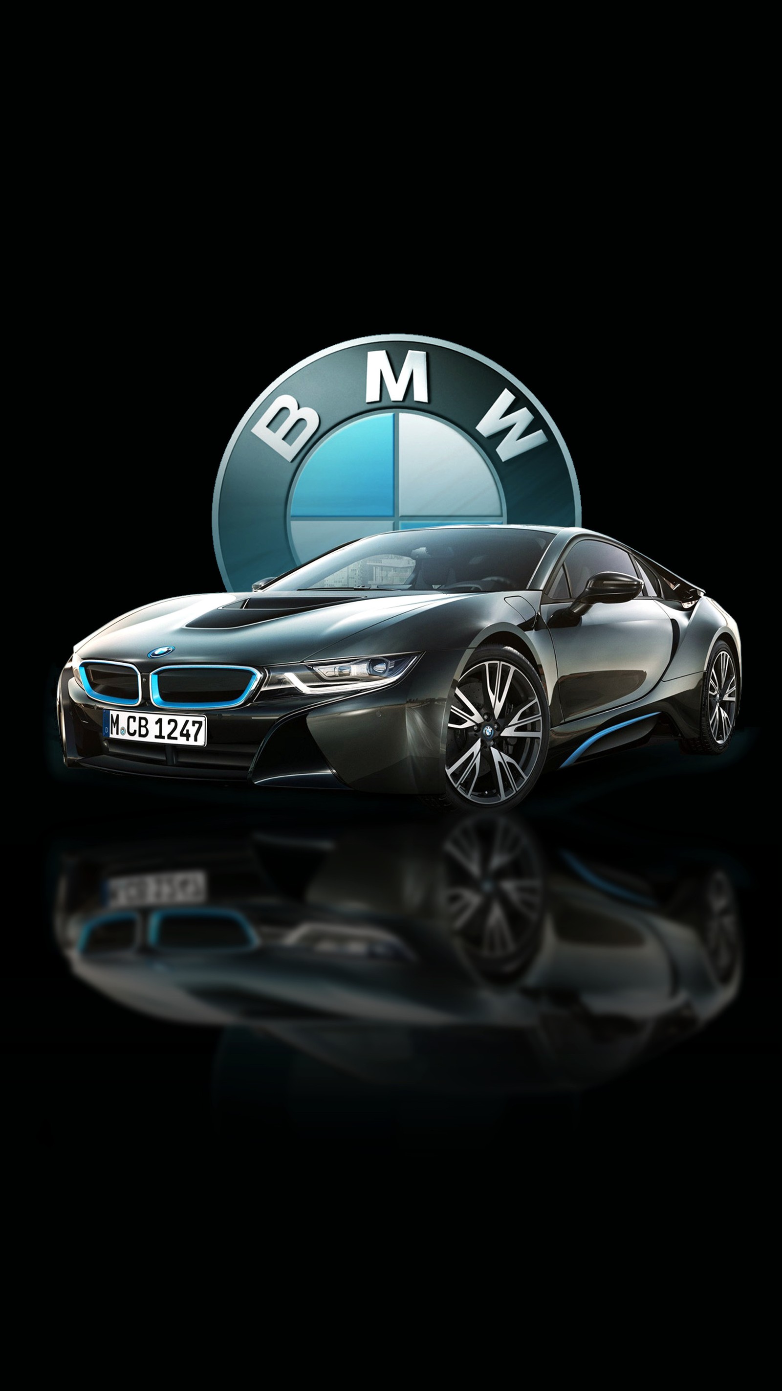 Bmw logo on a black background with a bmw car (bmw, brands, car, marque, voiture)