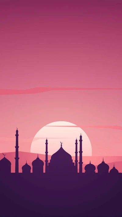 hd, islamisch, moschee, sonnenuntergang, hintergrundbild