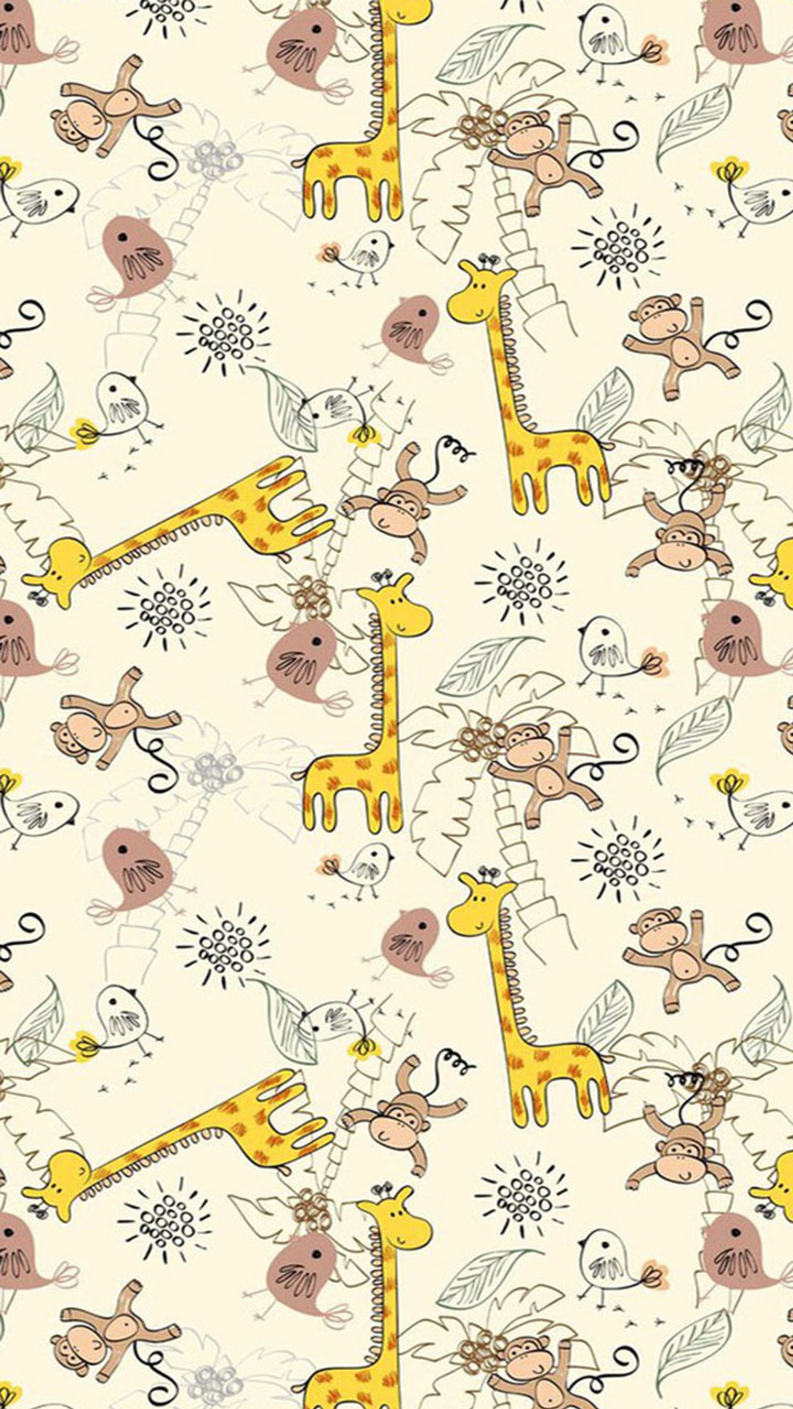 A close up of a pattern of giraffes and monkeys (animals, pattern)