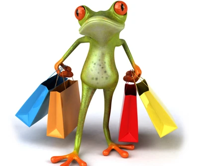 3d frog, humour, autre, shopping