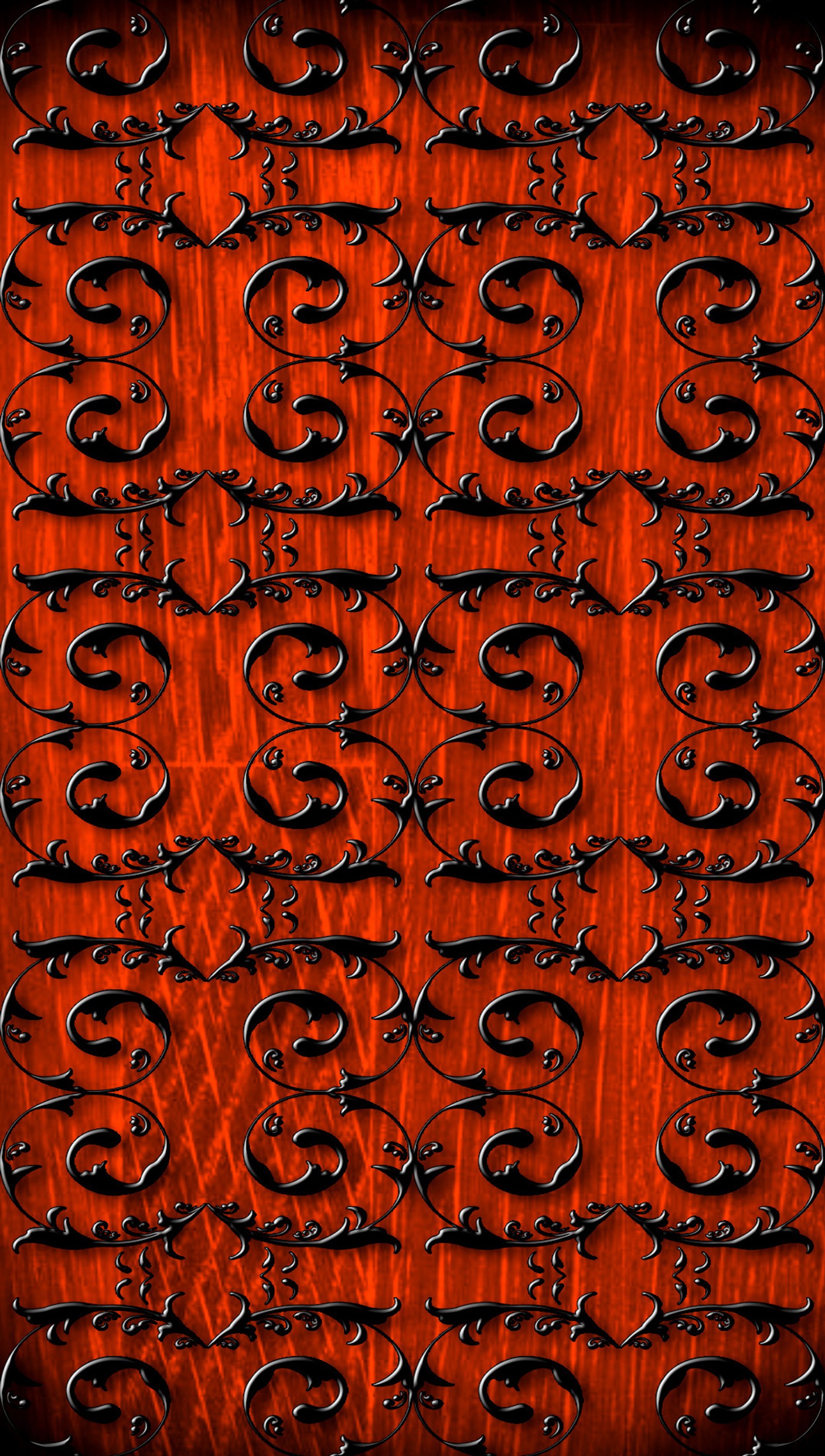 A close up of a red background with a pattern of black letters (abstract, art, pattern)