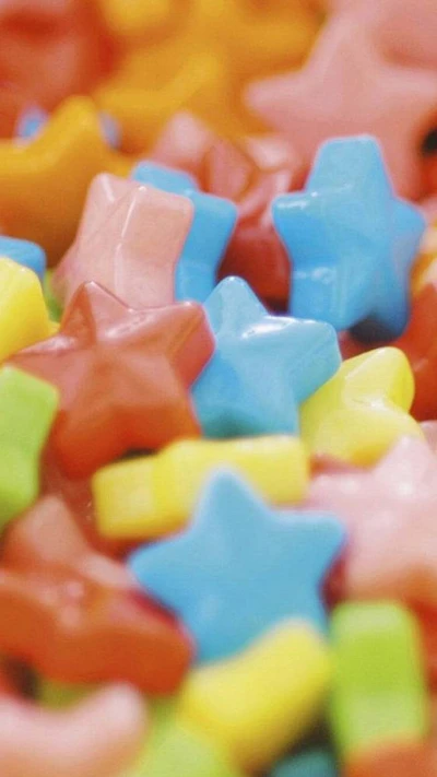 Mélange de bonbons en forme d'étoile colorée