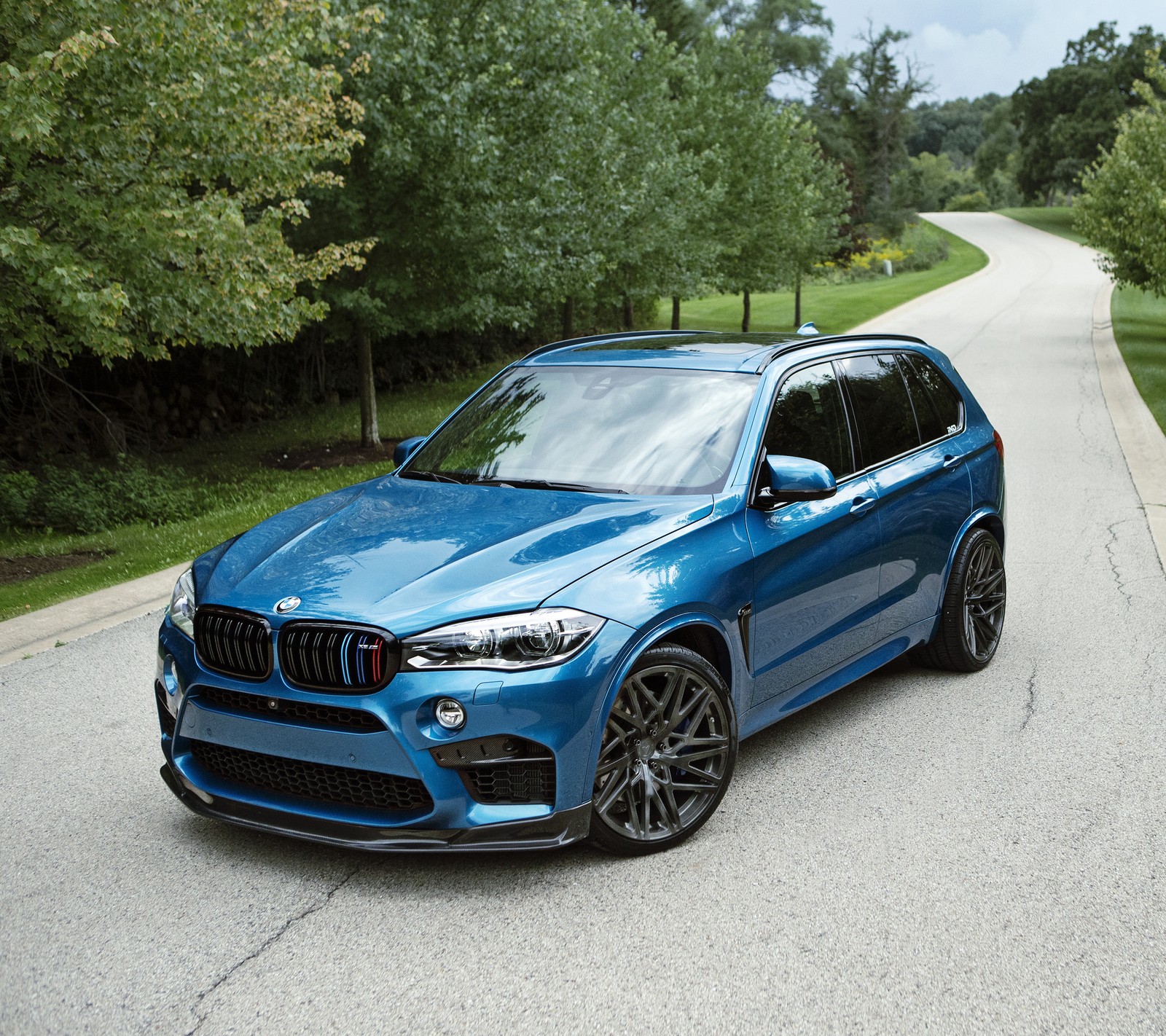 Lade blau, bmw, deutschland, straße, bäume Hintergrund herunter