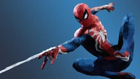 Low-Poly Spider-Man in Aktion: Netzschießender Held