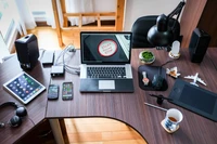 Modern Office Workspace with Technology and Organization Tools