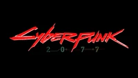 Logo Cyberpunk 2077 en typographie rouge en gras