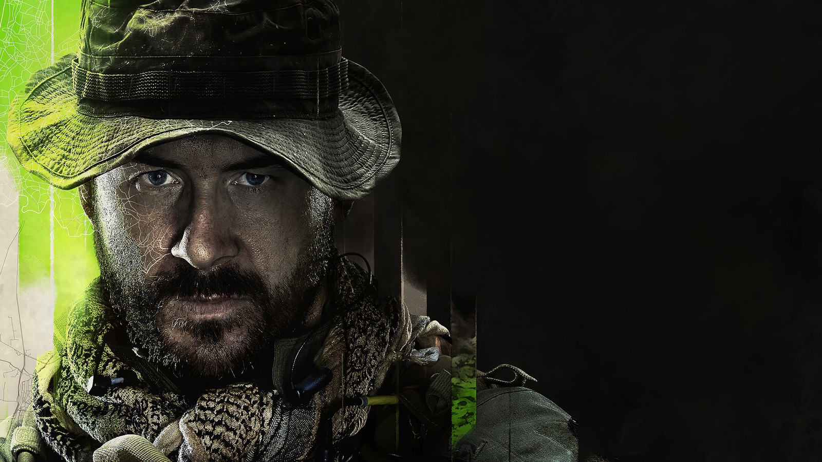 Un primer plano de un hombre con un sombrero y guantes (capitán john price, captain john price, call of duty modern warfare 2, videojuego, call of duty modern warfare)