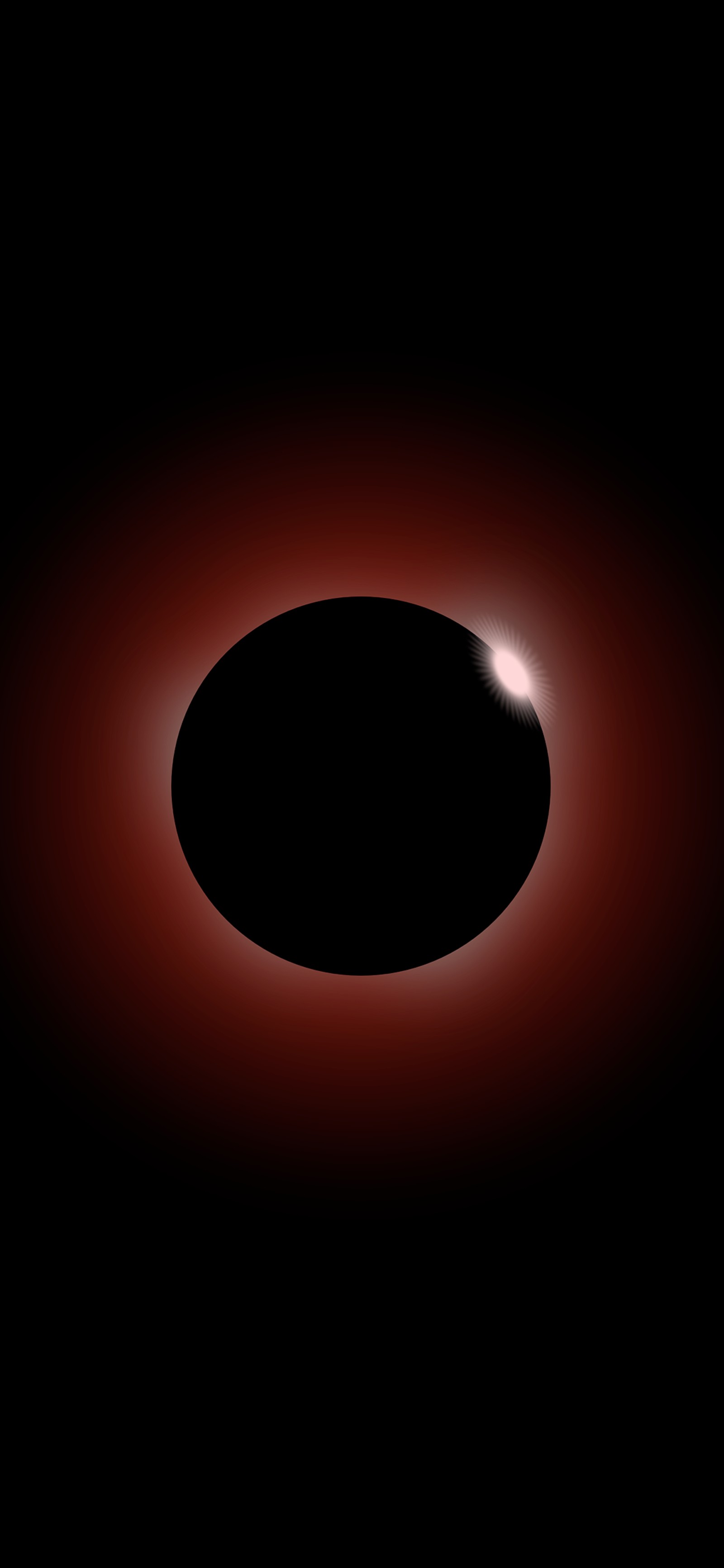 A close up of a black hole with a red light (atmosphere, moon, astronomical object, eclipse, crescent)