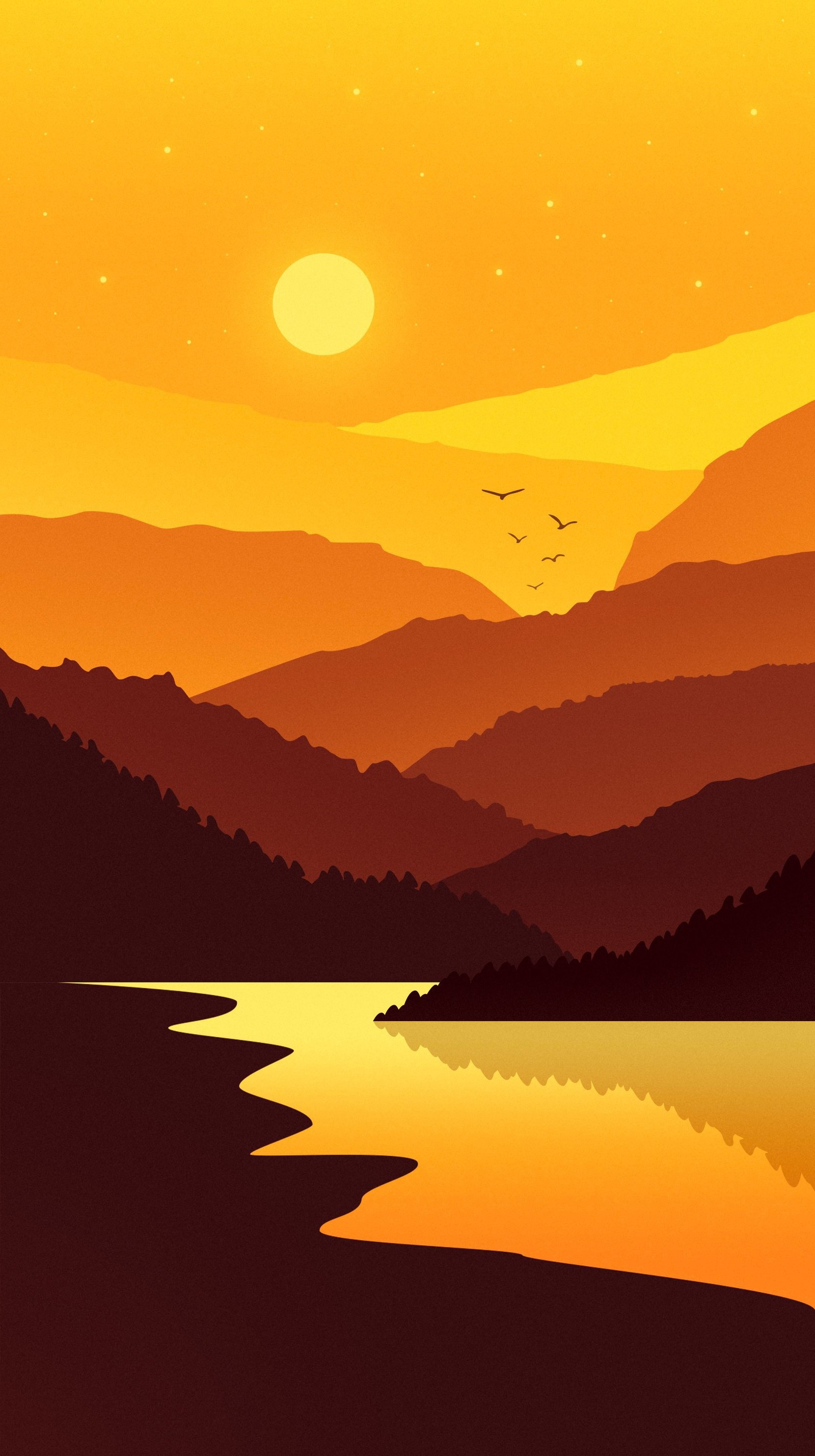 Mountains and a lake are silhouetted against a sunset sky (water, mountain, atmosphere, afterglow, light)